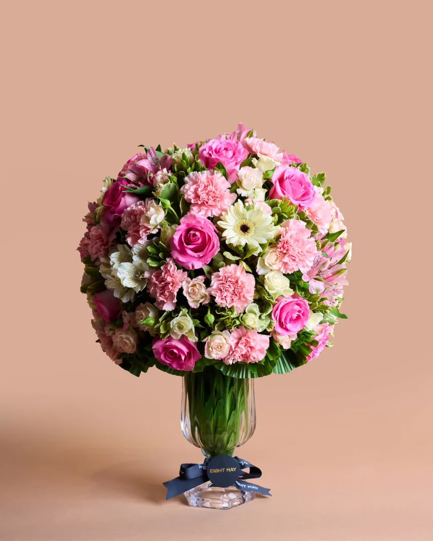 PREMIUM PINK & WHITE MIXED FLOWER VASE